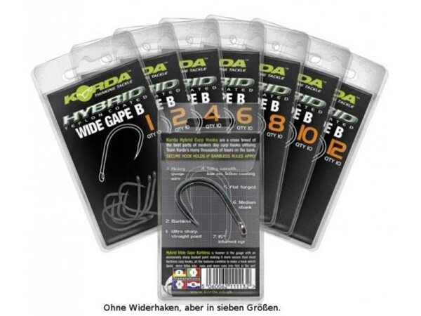 Korda Wide Gape Barbless  Size 6