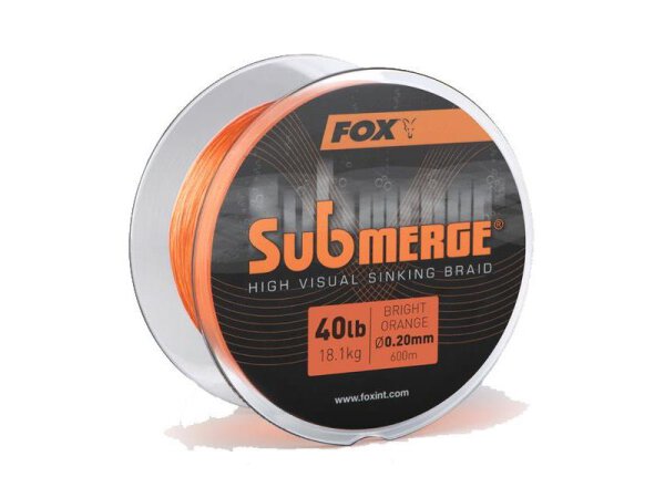 Fox Submerge High Visual Sinking Braid Bright Orange 0,20mm 40lbs 600m - ***NEW2020***