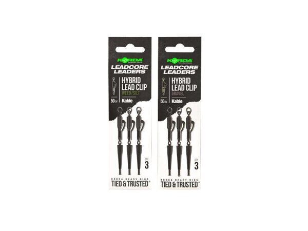 Korda Kable Leadcore Leader Hybrid Lead Clip 50cm Gravel