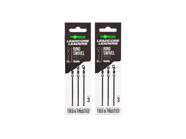 Korda Kable Leadcore Leader Ring Swivel 50cm Weed