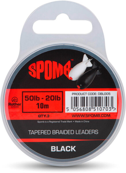 Spomb Tapered Braided Leaders Black 3pcs 50lb-20lb