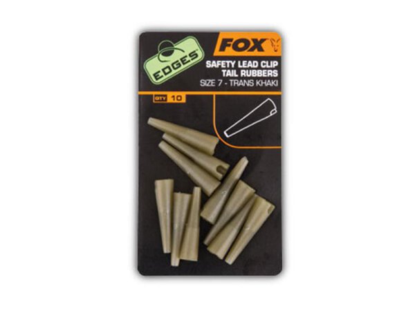 Fox Edges Size 7 Lead Clip Tail Rubbers - trans khaki