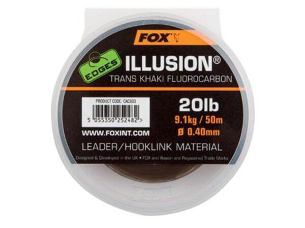 Fox Edges Illusion Flurocarbon Leader x 50m 0.50mm - 30lb - 13.64kg - trans khaki