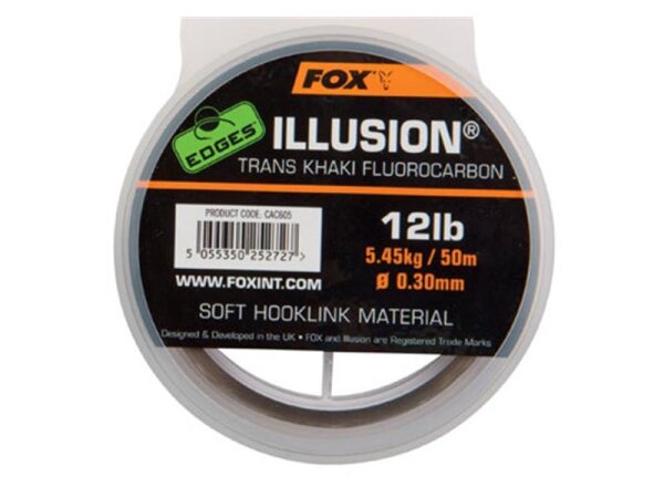 Fox Edges Illusion Soft  Hooklink x 50m EDGES™ Illusion® Soft - Trans Khaki 16lb/0.35mm